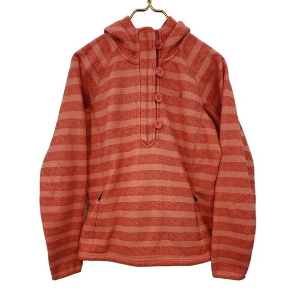 The North Face Orange‎ Stripe Popover 1/4 Zip Hoodie Size Medium - Picture 1 of 10